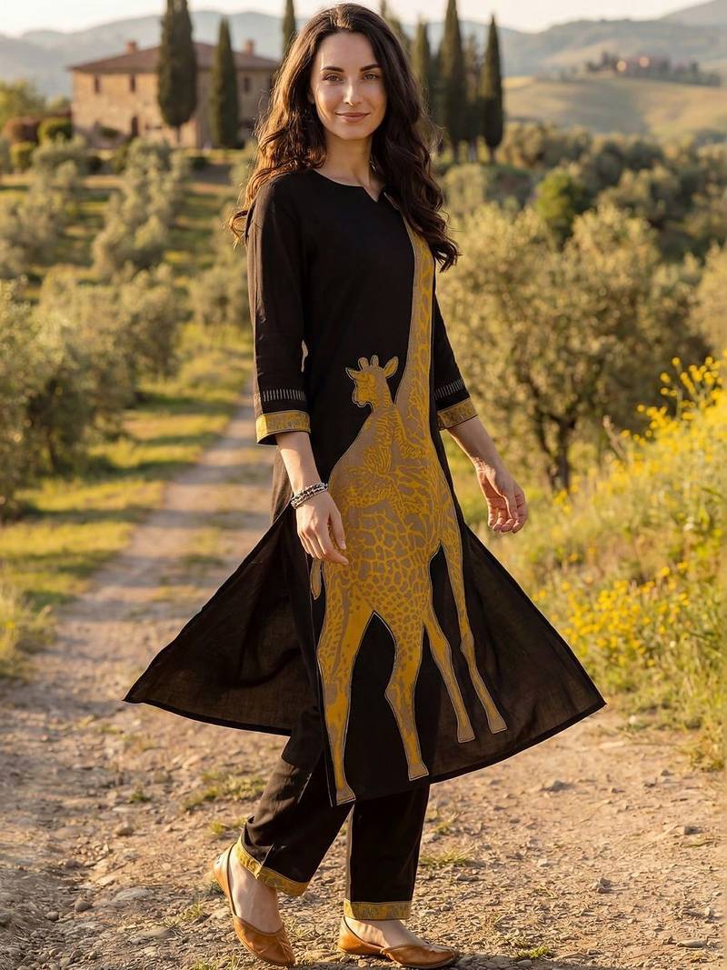 Women Animal Printed Kurta with Palazzos
