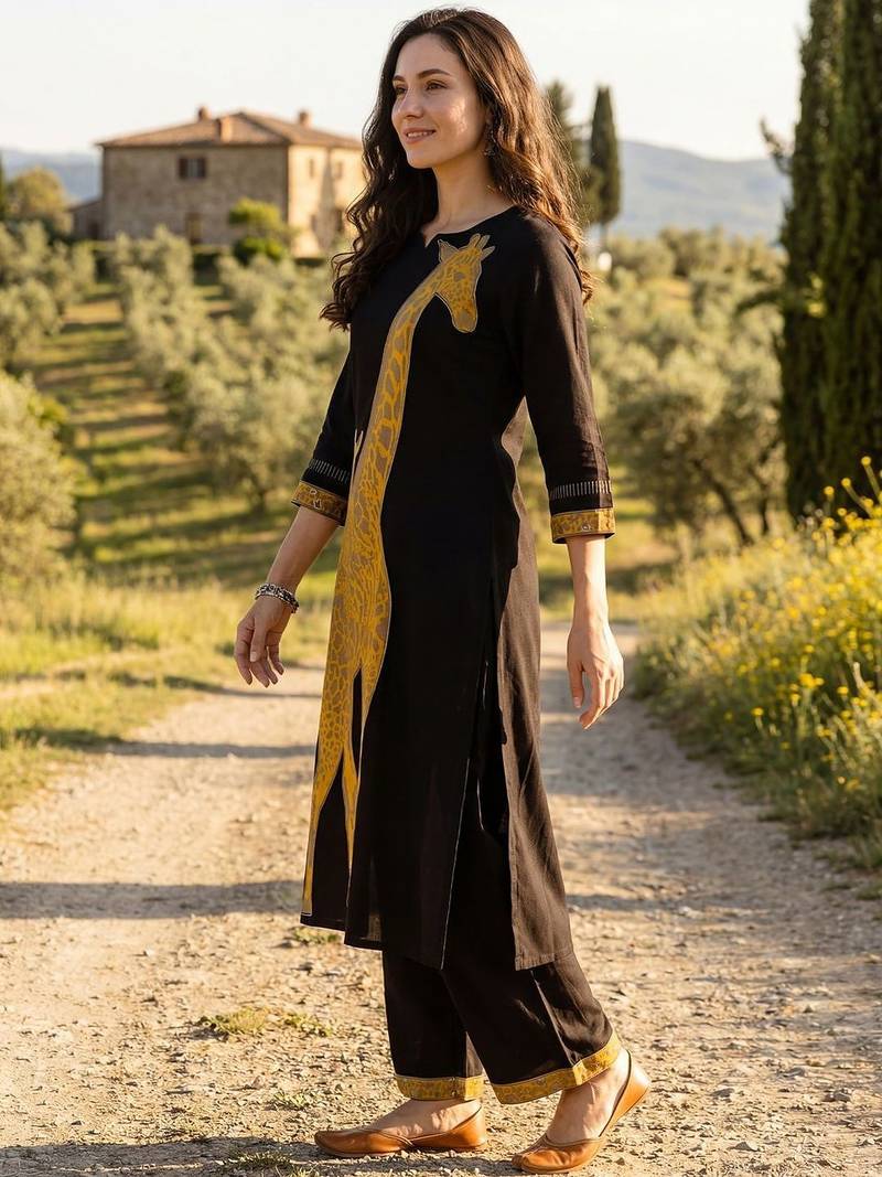 Women Animal Printed Kurta with Palazzos