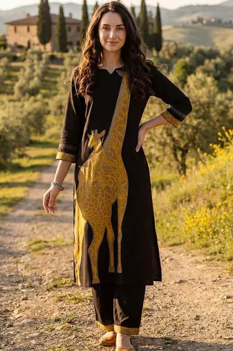 Women Animal Printed Kurta with Palazzos