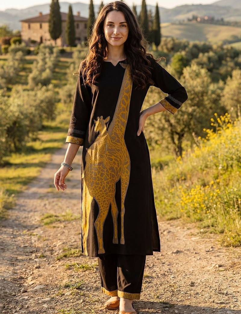 Women Animal Printed Kurta with Palazzos
