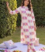 Women Printed Cotton Kurta with Trousers