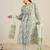 Floral Printed V-Neck Pleated Cotton A-Line Kurta & Trousers With Dupatta