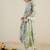 Floral Printed V-Neck Pleated Cotton A-Line Kurta & Trousers With Dupatta