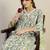 Floral Printed V-Neck Pleated Cotton A-Line Kurta & Trousers With Dupatta