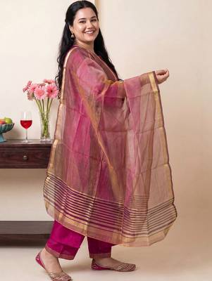 Women Thread Work Kurta with Trousers & With Dupatta 3