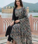 Women Ethnic Motifs Embroidered Thread Work Kurta with Trousers & With Dupatta
