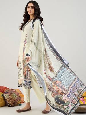 Green Floral Printed Straight Kurta with Trousers & Dupatta 5