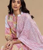 Women Printed Cotton Kurta with Trousers & With Dupatta