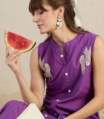 Women Ethnic Motifs Embroidered Thread Work Cotton Kurta Sets