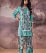 Women Ethnic Motifs Printed Cotton Kurta with Palazzos