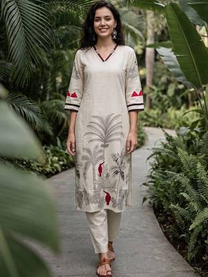 Women Ethnic Motifs Printed Thread Work Kurta with Trousers 6