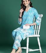 Floral Printed Cotton Kurta with Trousers