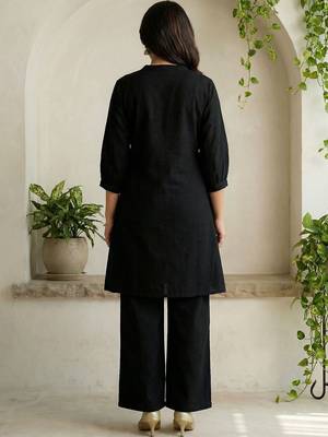 Women Embroidered Cotton Kurti with Palazzos 4