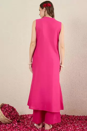 Women Ethnic Motifs Embroidered Cotton Kurta with Palazzos