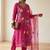 Women Floral Embroidered Thread Work Cotton Kurta with Trousers & With Dupatta