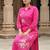 Women Floral Embroidered Thread Work Cotton Kurta with Trousers