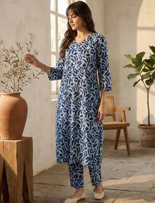 Printed Cotton Kurta & Trousers 1
