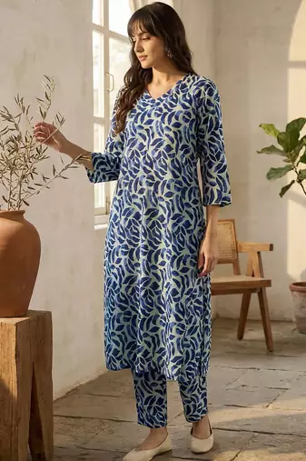 Printed Cotton Kurta & Trousers