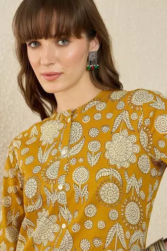 Floral Printed Cotton Kurta With Trouser