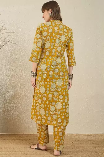 Floral Printed Cotton Kurta With Trouser