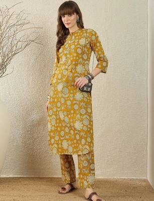 Floral Printed Cotton Kurta With Trouser 5