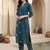 Women Floral Printed Sequinned Cotton Kurta with Trousers