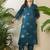 Women Floral Printed Sequinned Cotton Kurta with Trousers