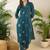 Women Floral Printed Sequinned Cotton Kurta with Trousers