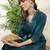 Women Floral Printed Sequinned Cotton Kurta with Trousers