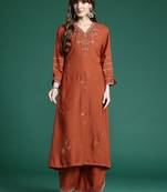 Embroidered Thread Work Kurta with Trousers
