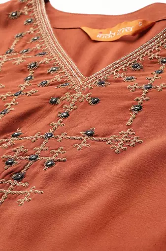Embroidered Thread Work Kurta with Trousers