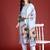 Floral Printed Beads & Stones Chanderi Silk Kurta With Trousers & Dupatta