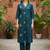 Women Floral Printed Sequinned Cotton Kurta with Trousers