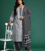 Plus Size Printed Kurta with Trousers & Dupatta