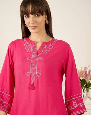 Floral Printed Thread Work Cotton Kurta With Palazzos 2