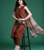 Solid Kurta with Trousers & Dupatta