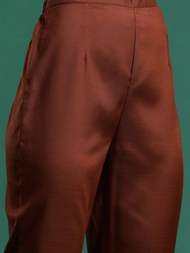 Solid Kurta with Trousers & Dupatta