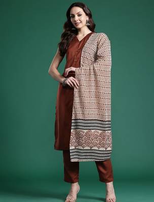 Solid Kurta with Trousers & Dupatta 7