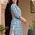Women Floral Printed Thread Work Cotton Kurta with Trousers