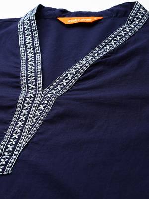Floral Embroidered Cotton Kurta with Trousers 2