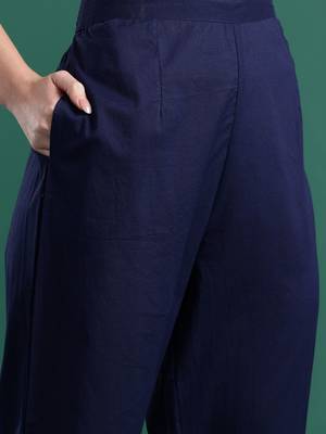 Floral Embroidered Cotton Kurta with Trousers 3