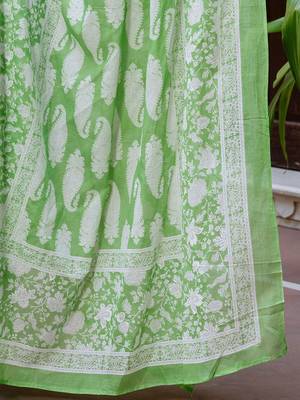 Floral Printed Cotton Kurta With Trousers & Dupatta 5
