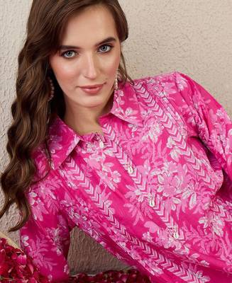 Floral Printed A-Line Cotton Kurta With Trouser 2