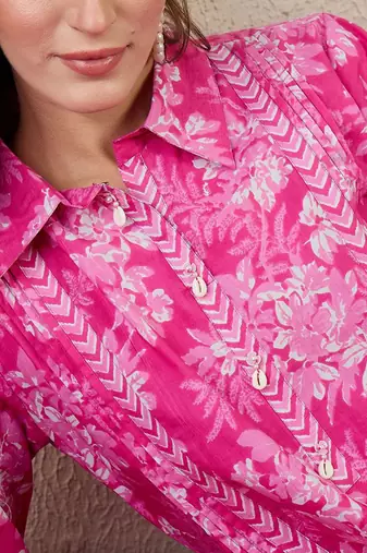 Floral Printed A-Line Cotton Kurta With Trouser