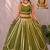 Olive Navratri Heavy Rayon Gold Foil Stripe Lehenga Choli Set