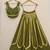 Olive Navratri Heavy Rayon Gold Foil Stripe Lehenga Choli Set