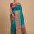 Sky blue pashmina paithani silk saree with beautifully multicolor border and pallu