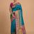 Teal pashmina paithani silk saree with beautifully multicolor border and pallu