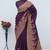 Wine pashmina paithani silk saree with beautifully multicolor border and pallu