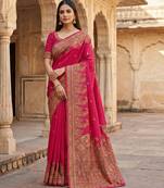 Pink pashmina paithani silk saree with beautifully multicolor border and pallu